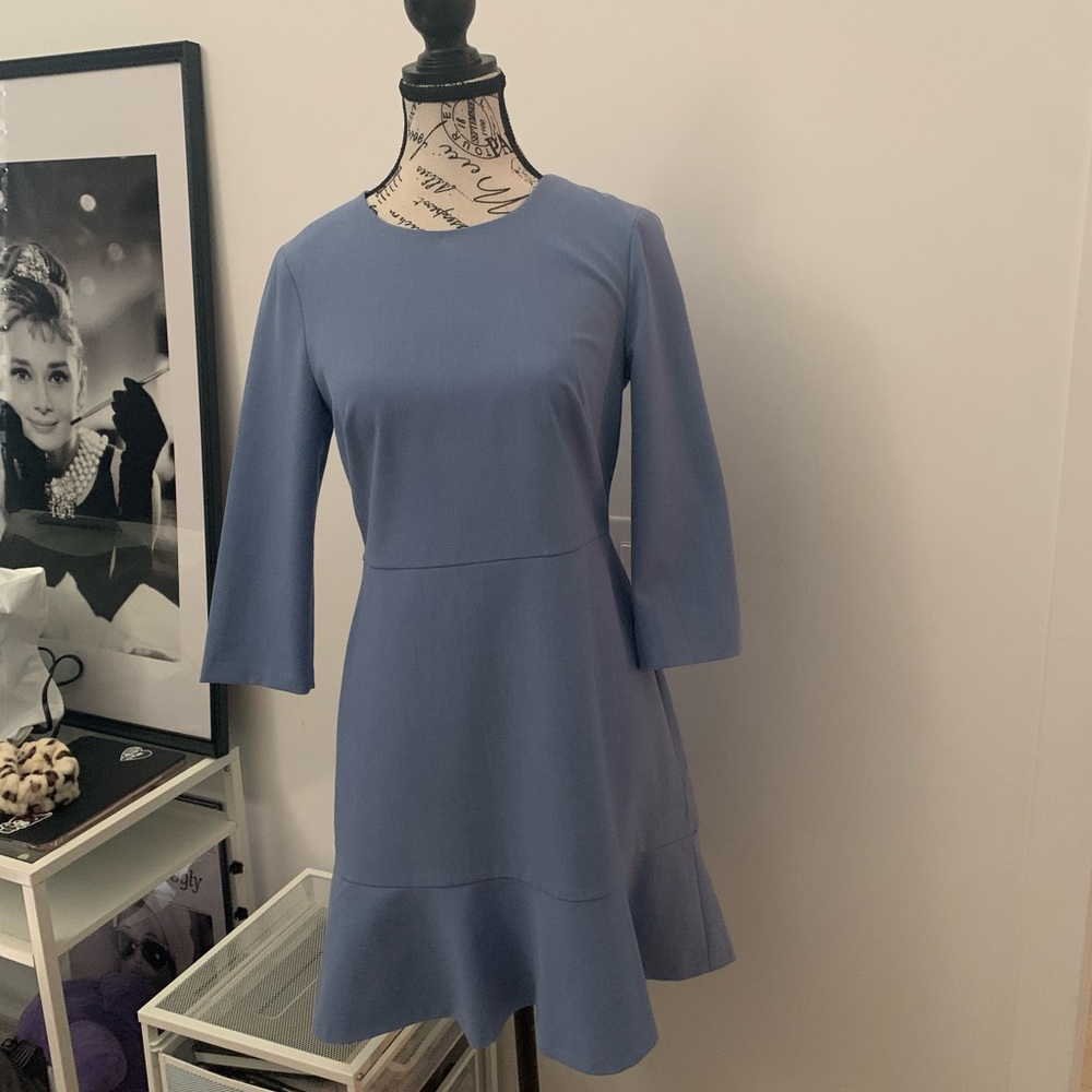 Banana Republic Blue A-Line Dress 3/4 Sleeve Crew Neck